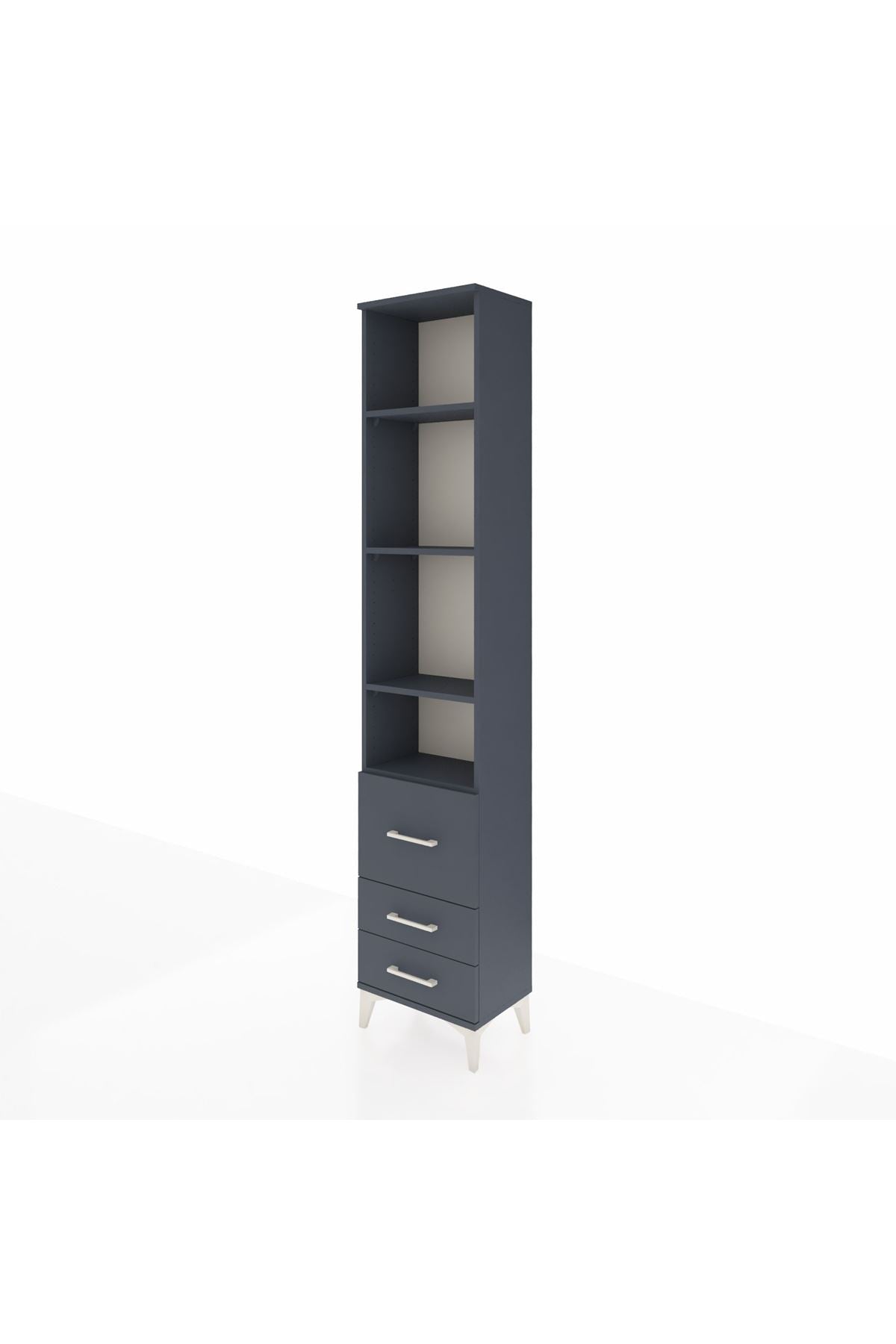 Arges Dolap 4 Raflı 3 Çekmeceli 44x30x221 Antrasit-Antrasit