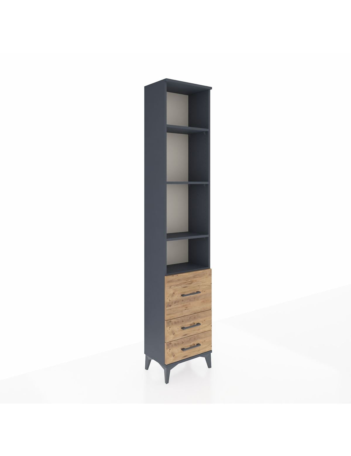 Arges Dolap 4 Raflı 3 Çekmeceli 44x30x221 Antrasit-Çam