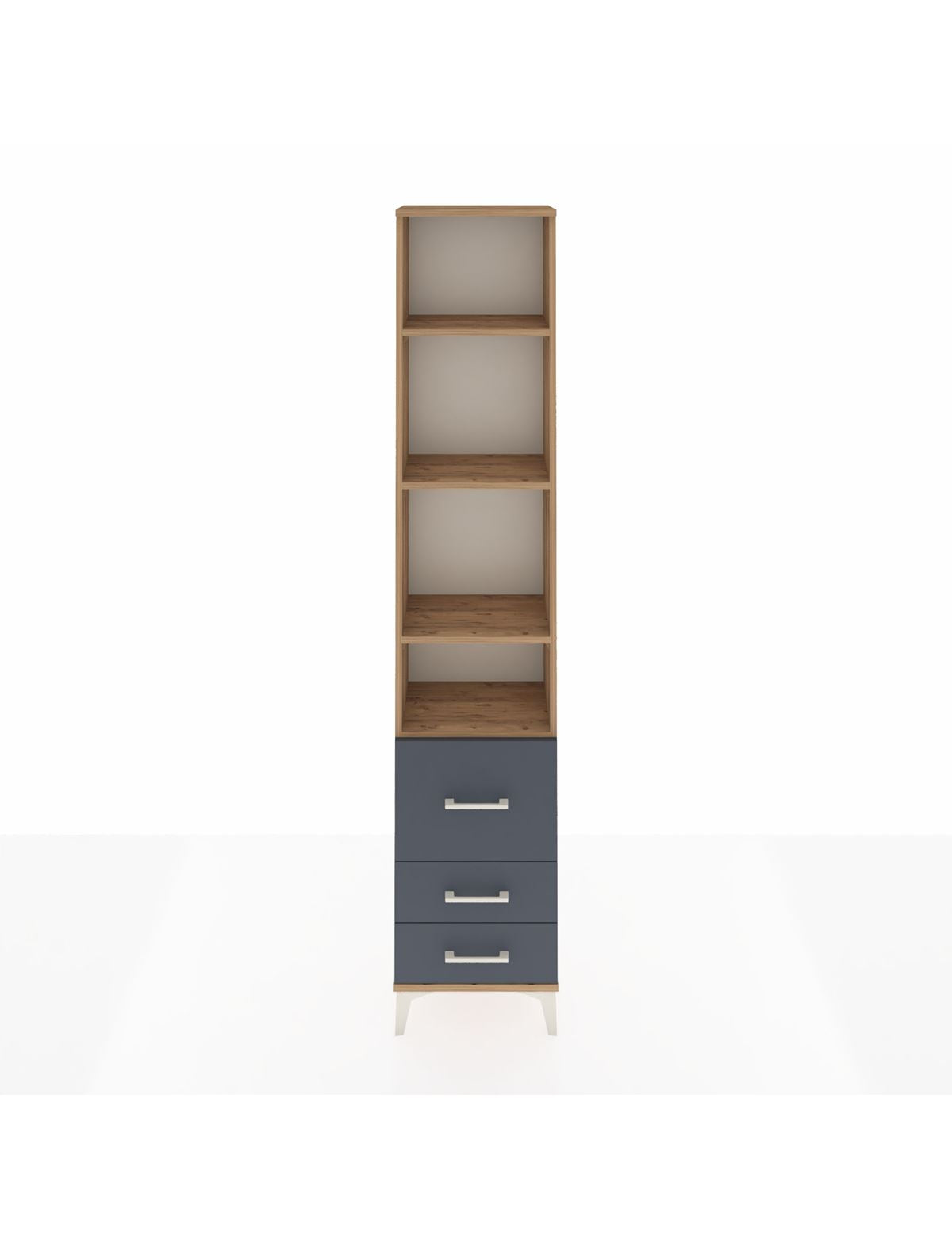 Arges Dolap 4 Raflı 3 Çekmeceli 44x30x221 Çam-Antrasit