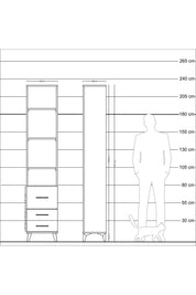 Arges Dolap 4 Raflı 3 Çekmeceli 44x30x221 Çam-Antrasit