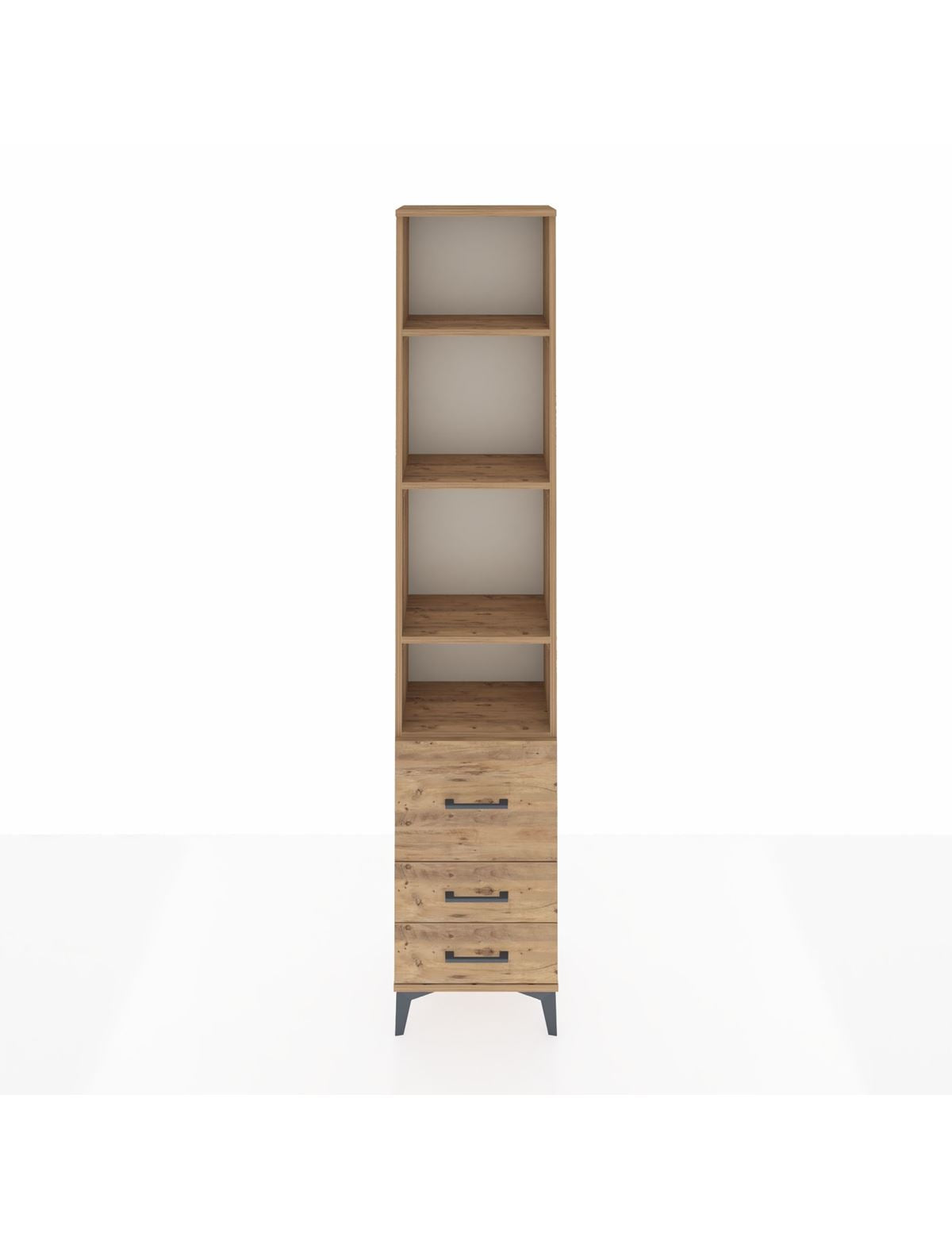 Arges Dolap 4 Raflı 3 Çekmeceli 44x30x221 Çam-Çam