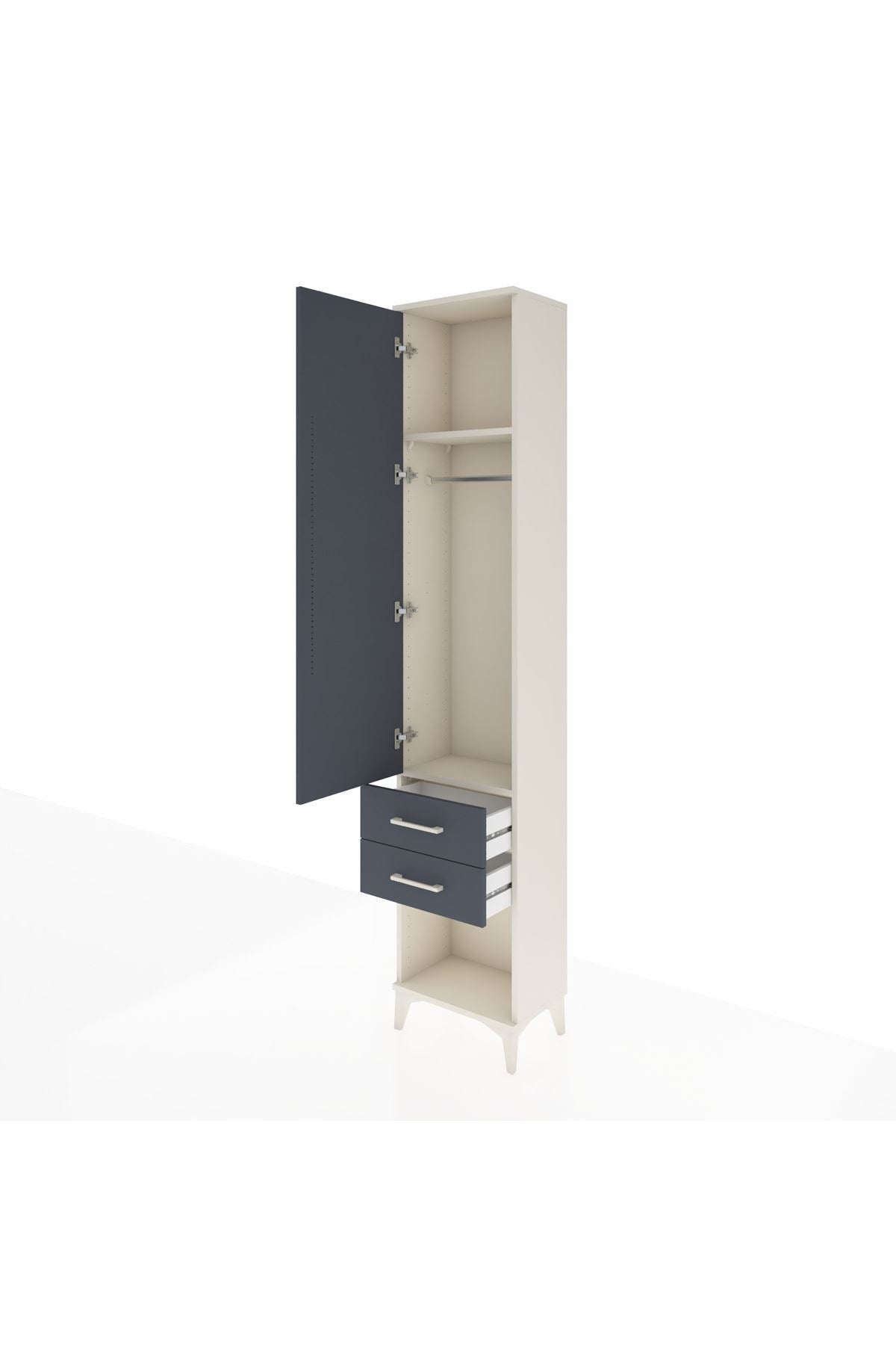 Arges Dolap 2 Raflı 2 Çekmeceli Tek Askılı 44x30x221 Aytaşı-Antrasit