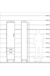 Arges Dolap 2 Raflı 2 Çekmeceli Tek Askılı 44x30x221 Antrasit-Aytaşı