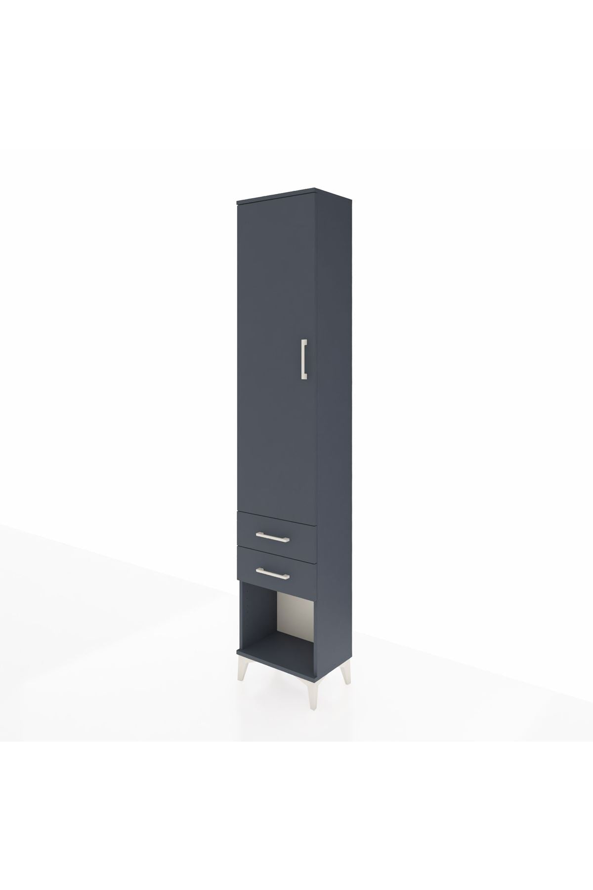 Arges Dolap 2 Raflı 2 Çekmeceli Tek Askılı 44x30x221 Antrasit-Antrasit