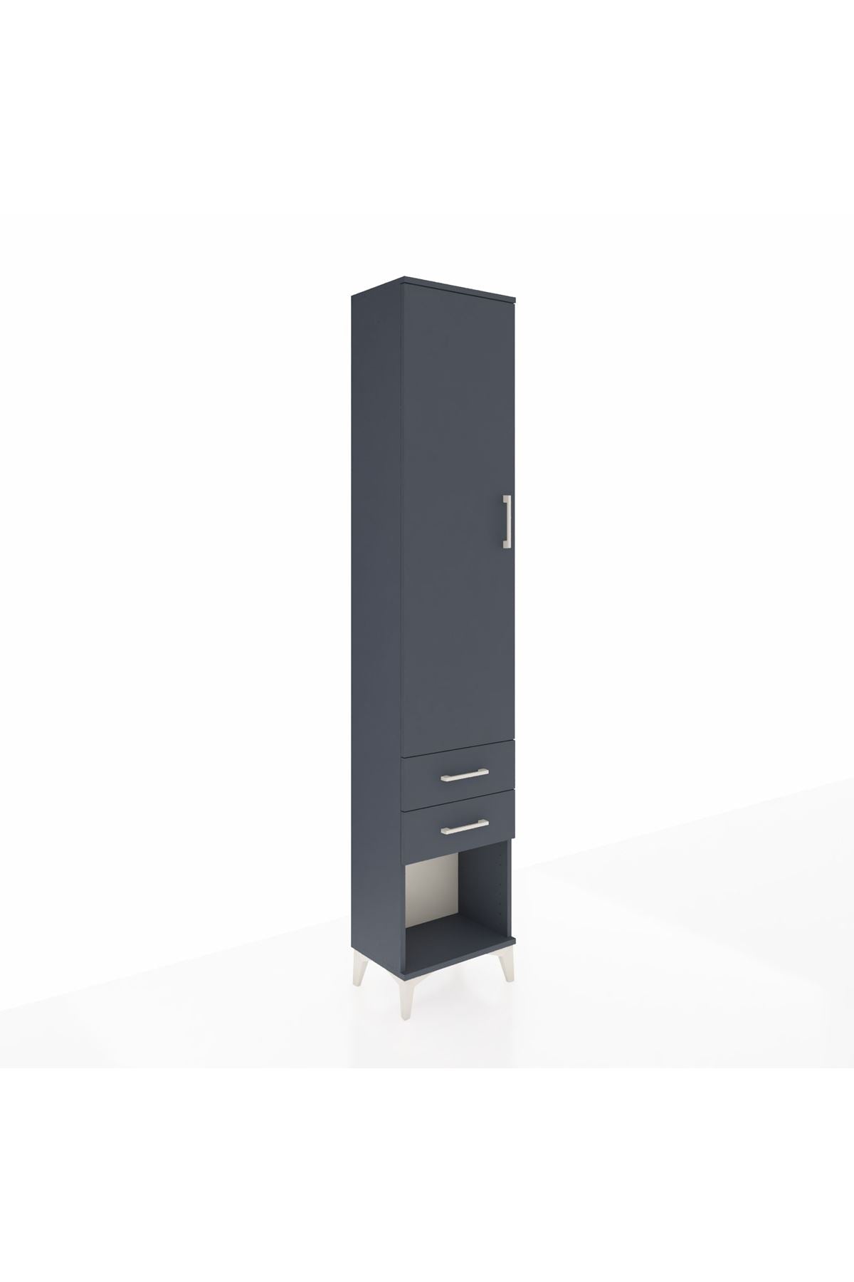 Arges Dolap 2 Raflı 2 Çekmeceli Tek Askılı 44x30x221 Antrasit-Antrasit