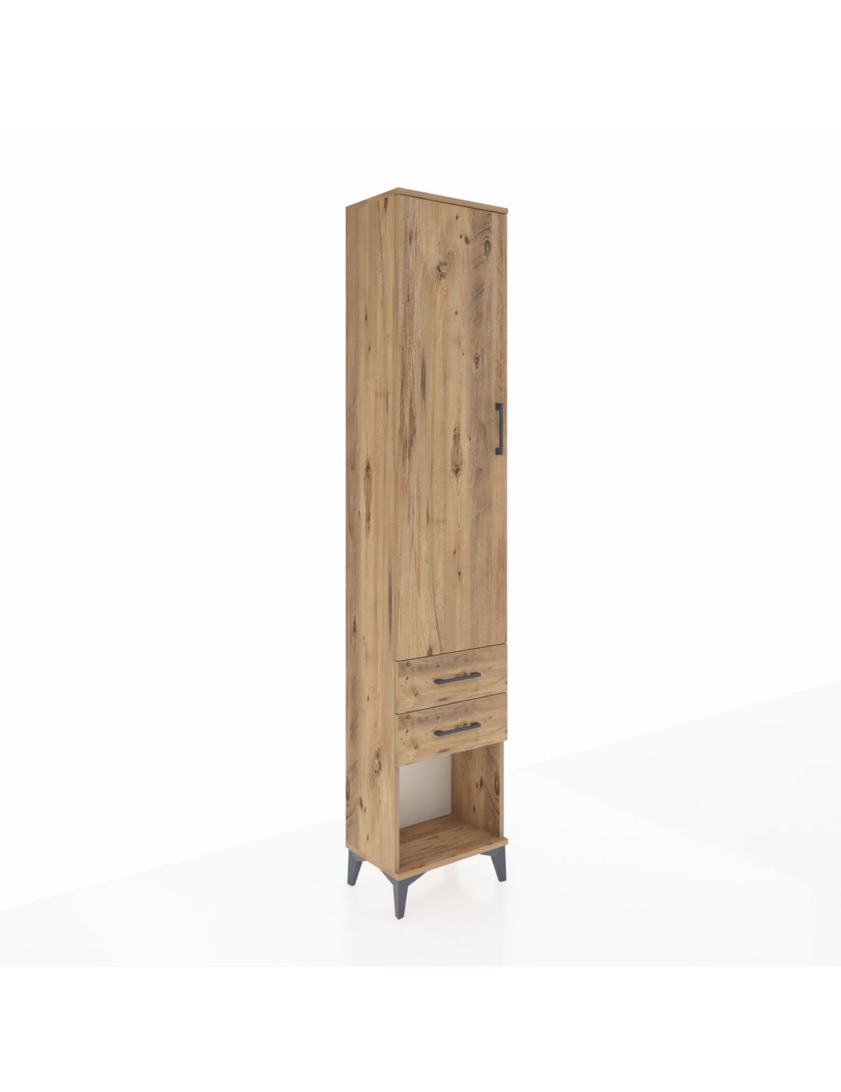 Arges Dolap 2 Raflı 2 Çekmeceli Tek Askılı 44x30x221 Çam-Çam