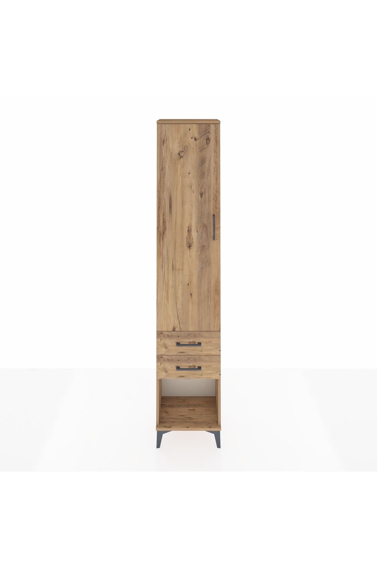 Arges Dolap 2 Raflı 2 Çekmeceli Tek Askılı 44x30x221 Çam-Çam