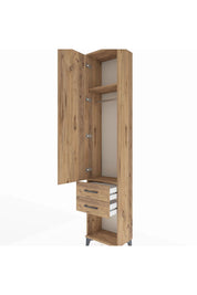 Arges Dolap 2 Raflı 2 Çekmeceli Tek Askılı 44x30x221 Çam-Çam