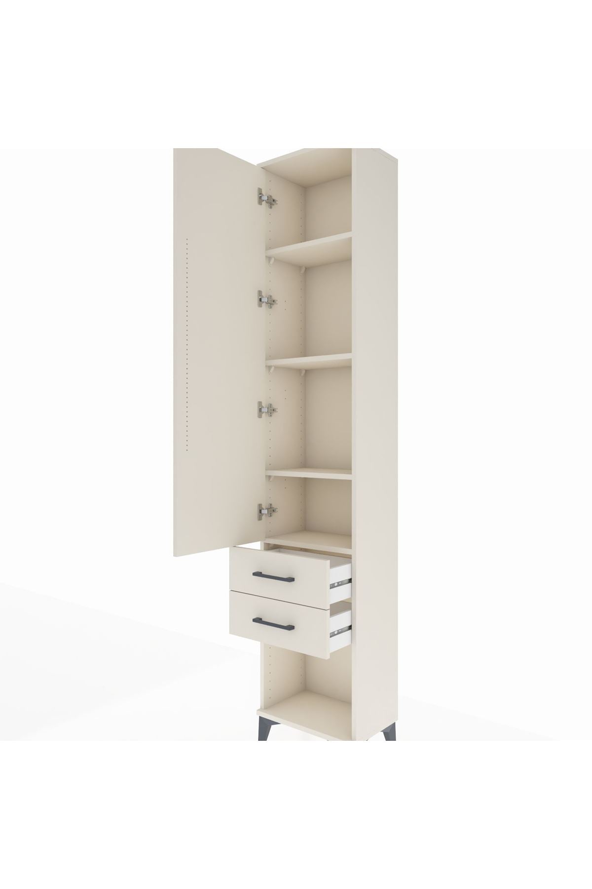 Arges Dolap 4 Raflı 2 Çekmeceli Tek Kapaklı 44x30x221 Aytaşı-Aytaşı