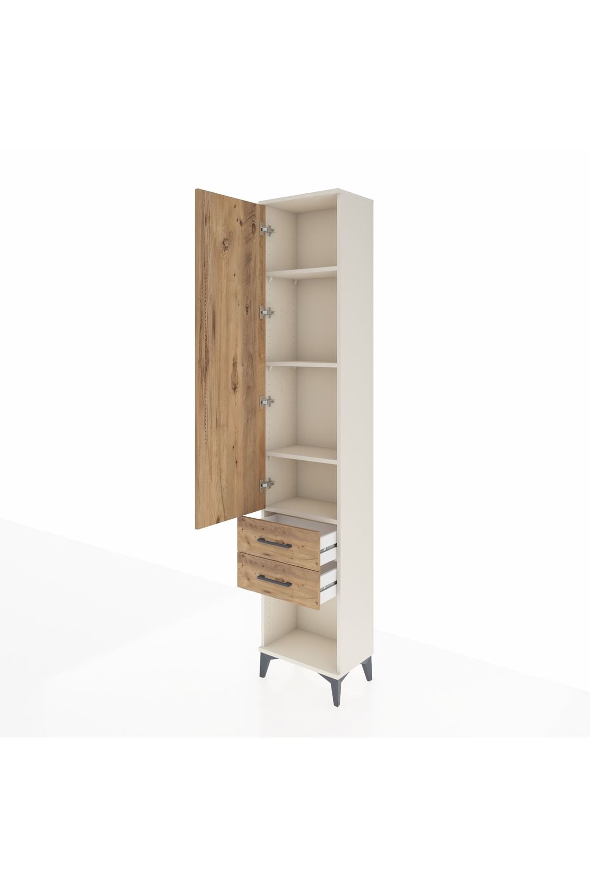 Arges Dolap 4 Raflı 2 Çekmeceli Tek Kapaklı 44x30x221 Aytaşı-Çam