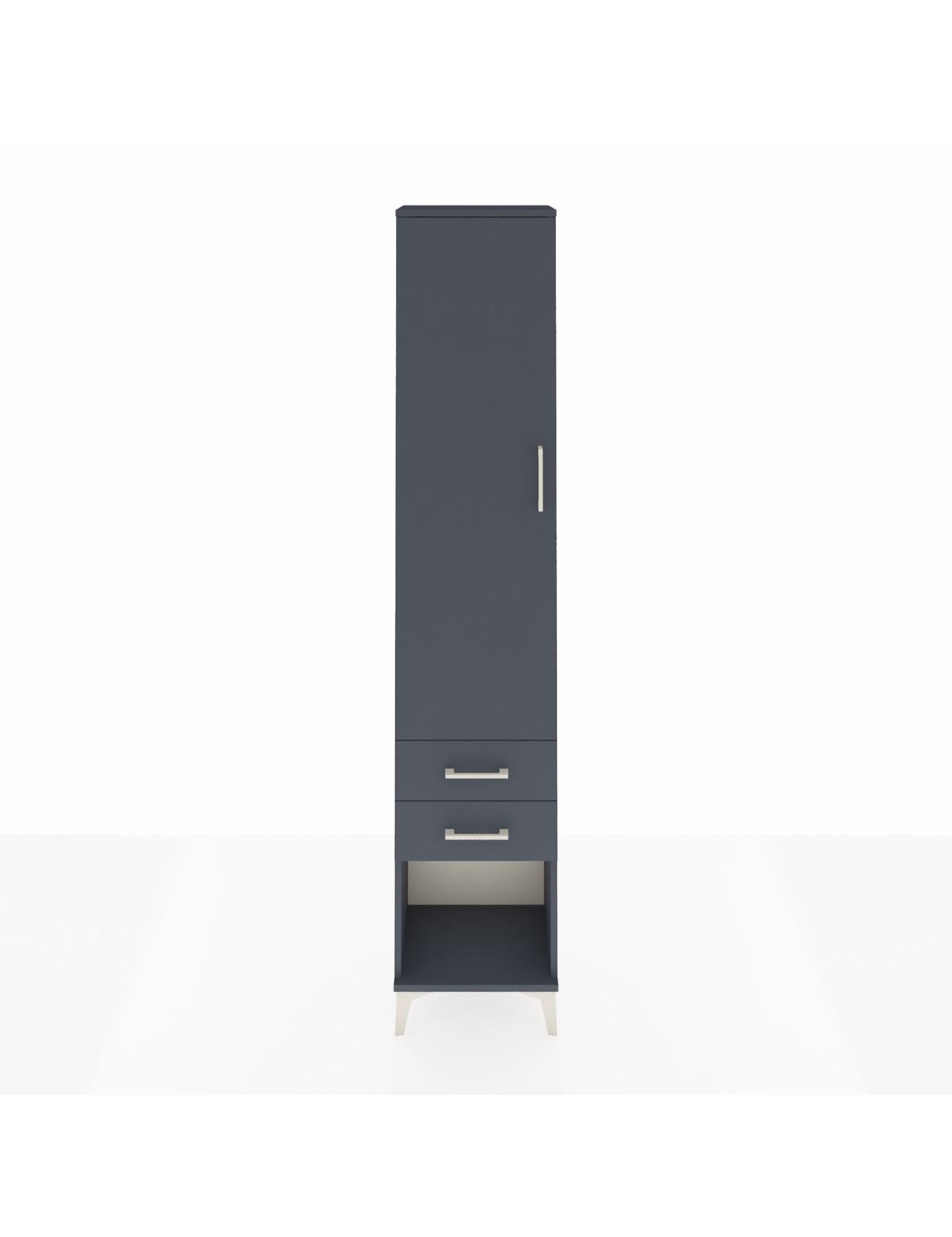 Arges Dolap 4 Raflı 2 Çekmeceli Tek Kapaklı 44x30x221 Antrasit-Antrasit