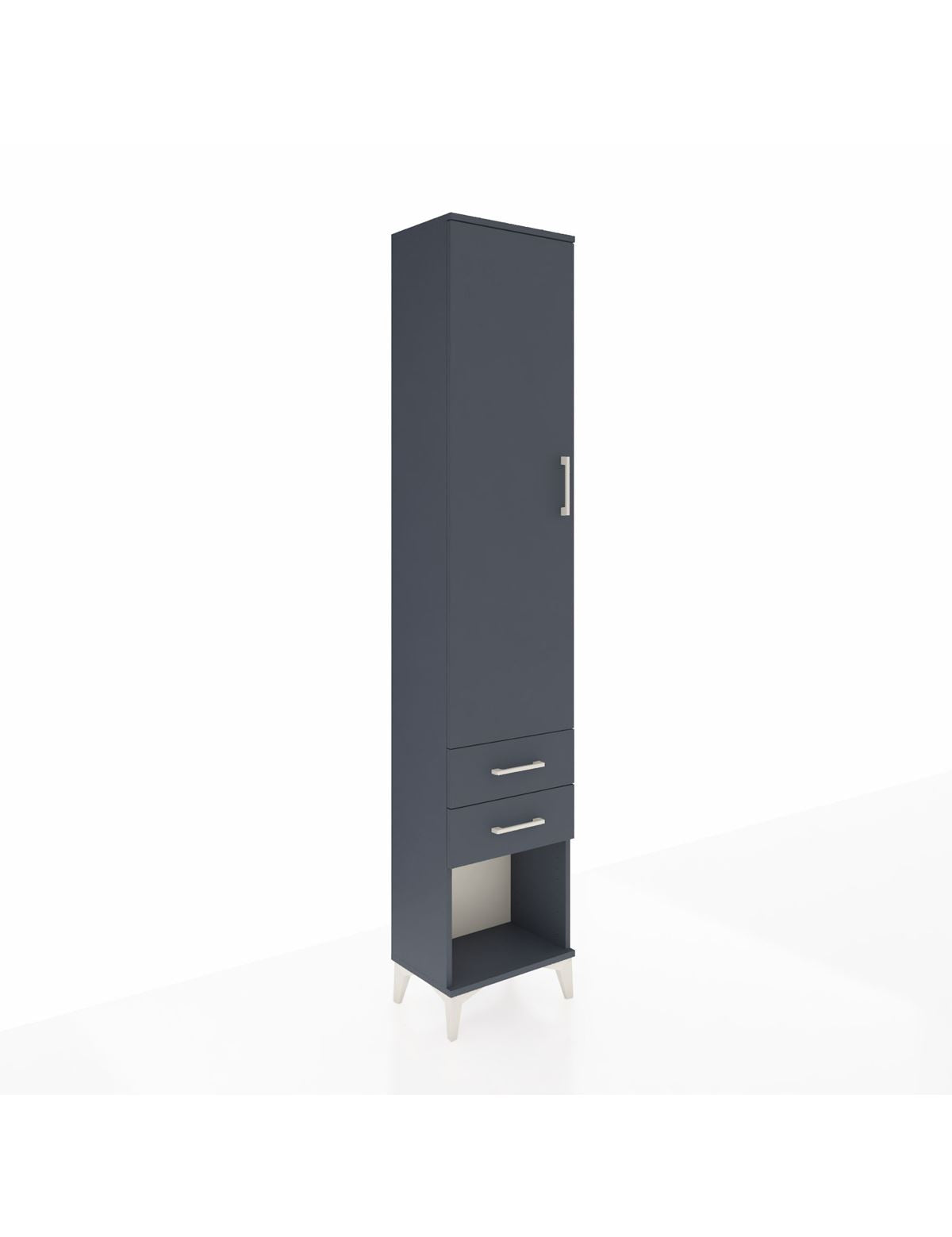 Arges Dolap 4 Raflı 2 Çekmeceli Tek Kapaklı 44x30x221 Antrasit-Antrasit