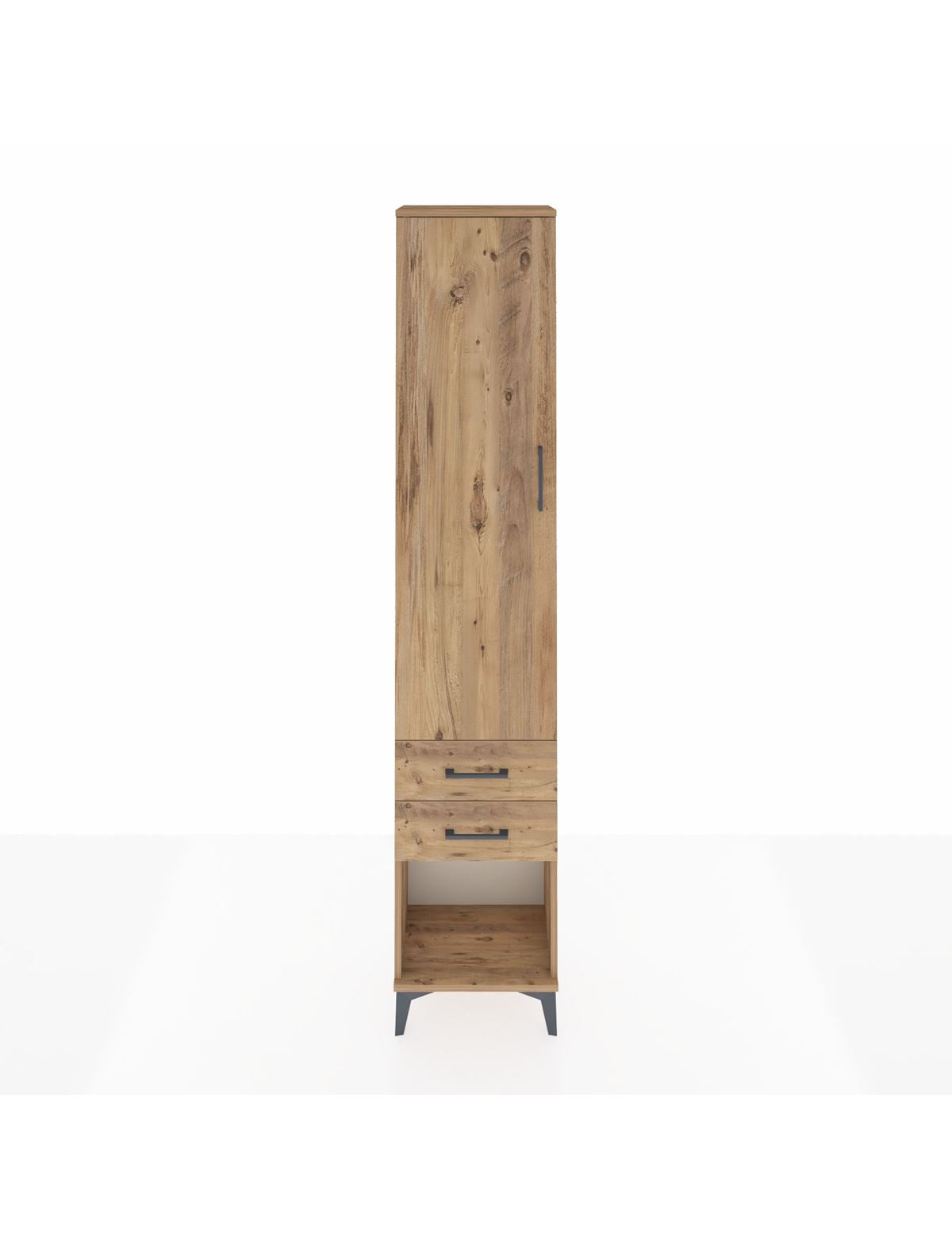 Arges Dolap 4 Raflı 2 Çekmeceli Tek Kapaklı 44x30x221 Çam-Çam