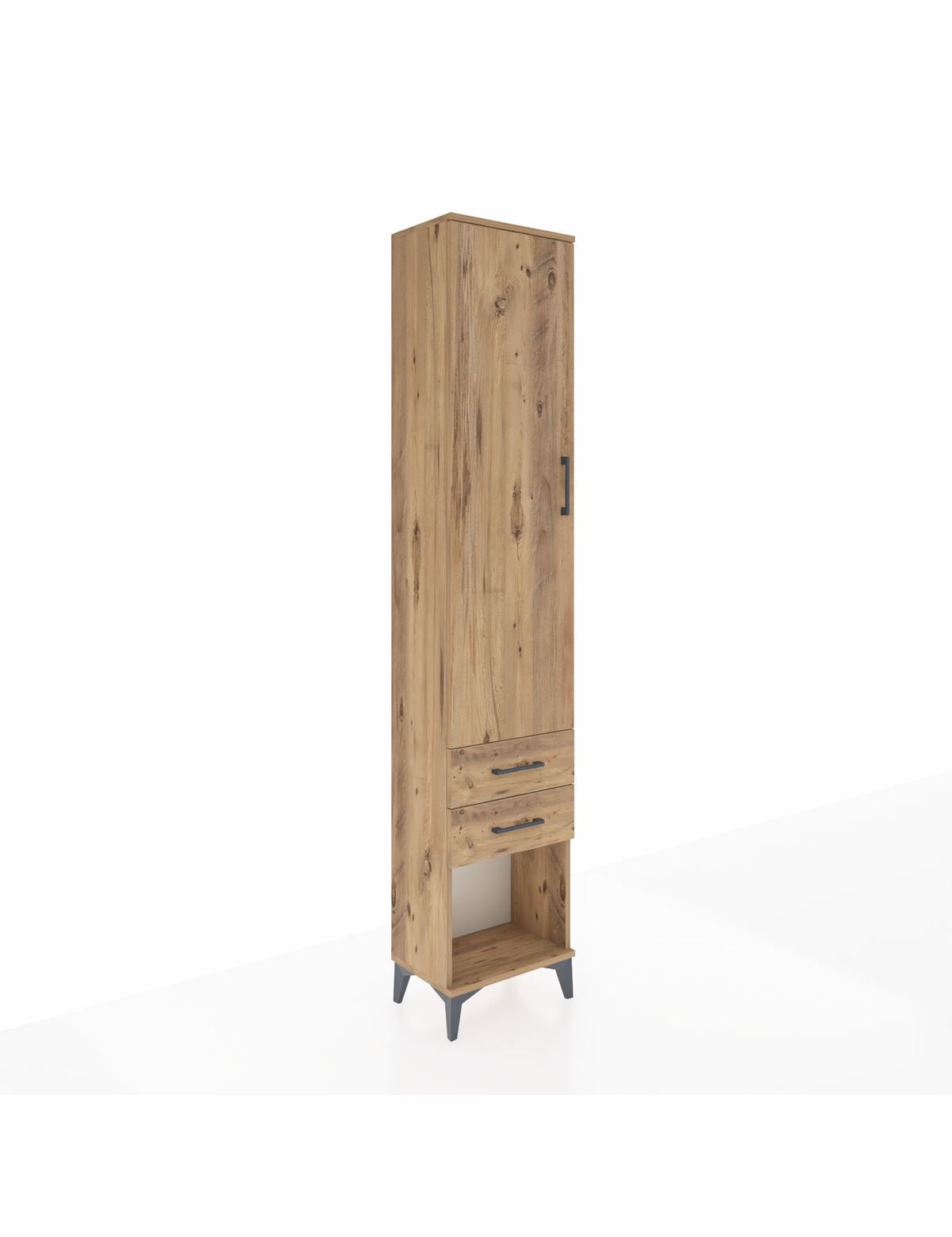 Arges Dolap 4 Raflı 2 Çekmeceli Tek Kapaklı 44x30x221 Çam-Çam