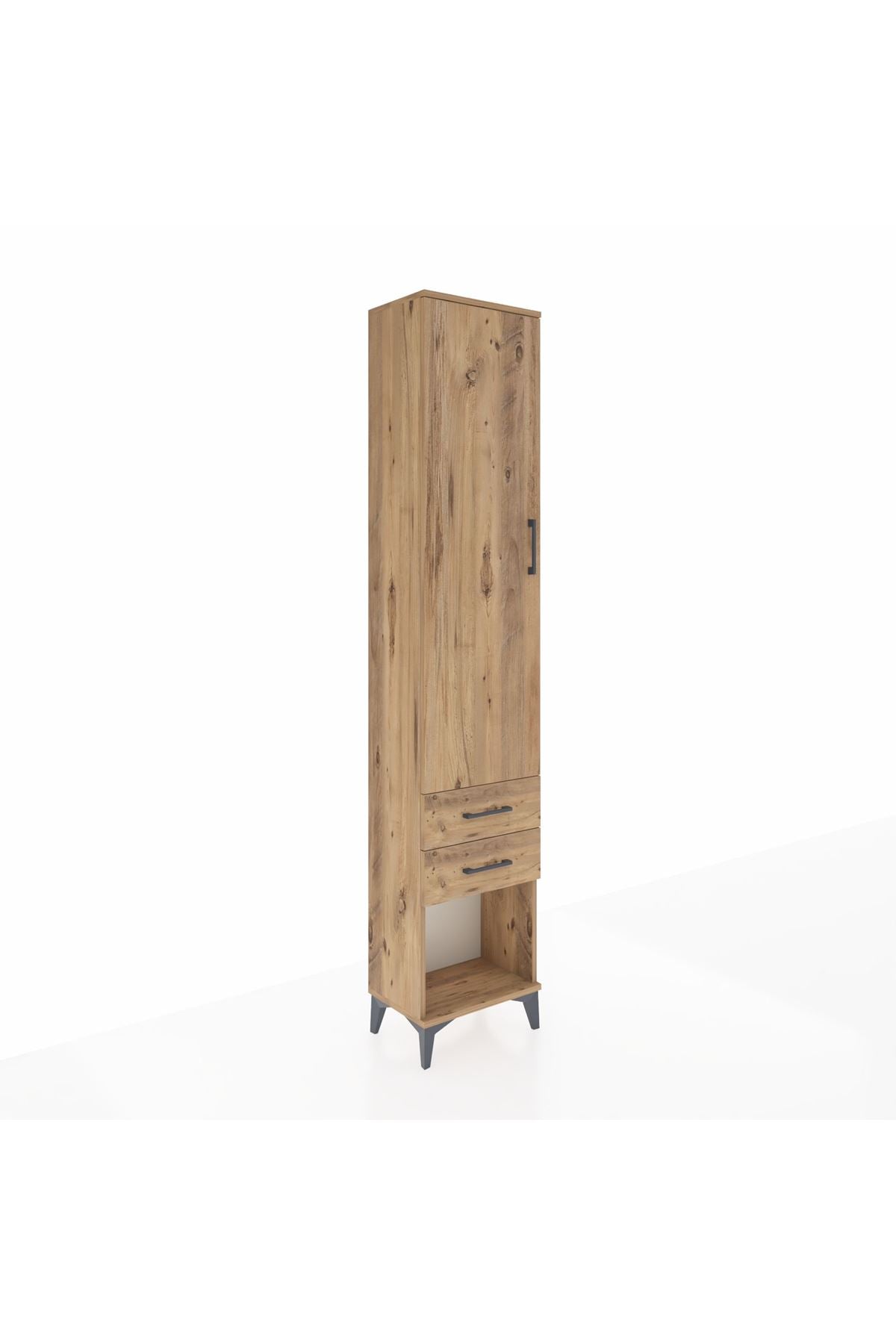 Arges Dolap 4 Raflı 2 Çekmeceli Tek Kapaklı 44x30x221 Çam-Çam