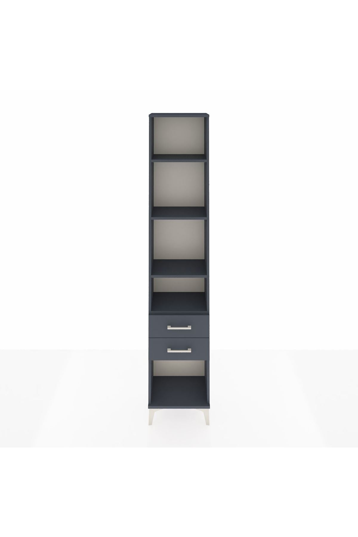 Arges Dolap 4 Raflı 2 Çekmeceli 44x30x221 Antrasit-Antrasit