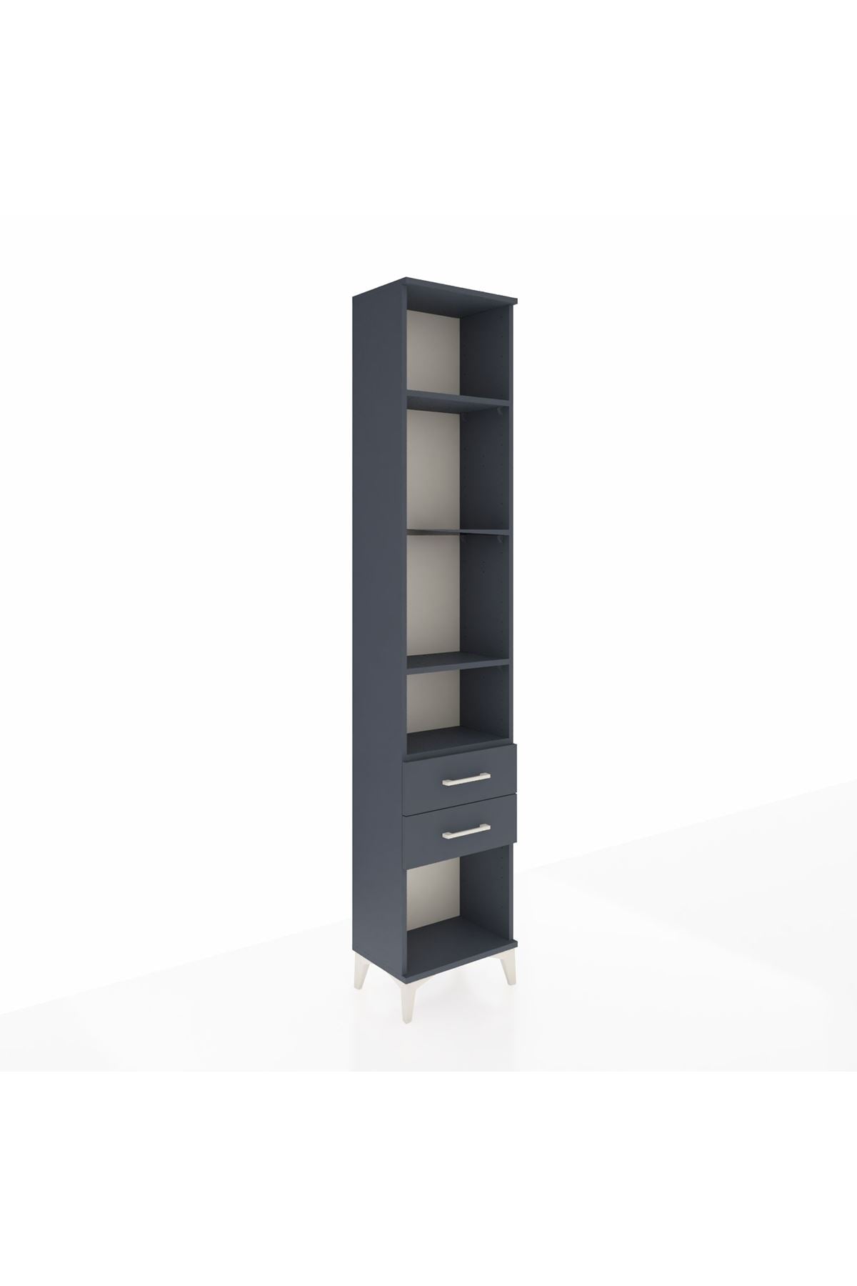 Arges Dolap 4 Raflı 2 Çekmeceli 44x30x221 Antrasit-Antrasit