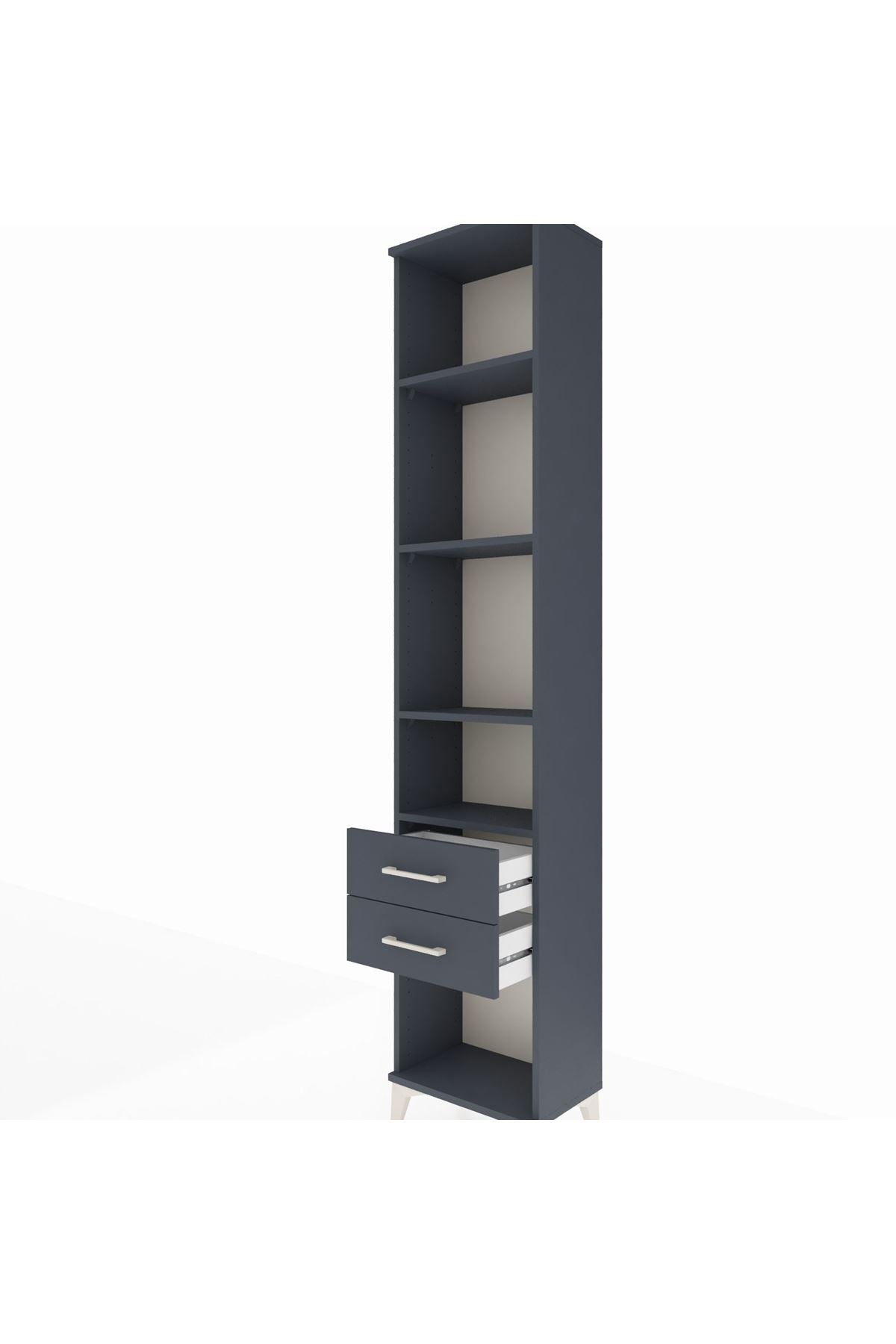 Arges Dolap 4 Raflı 2 Çekmeceli 44x30x221 Antrasit-Antrasit