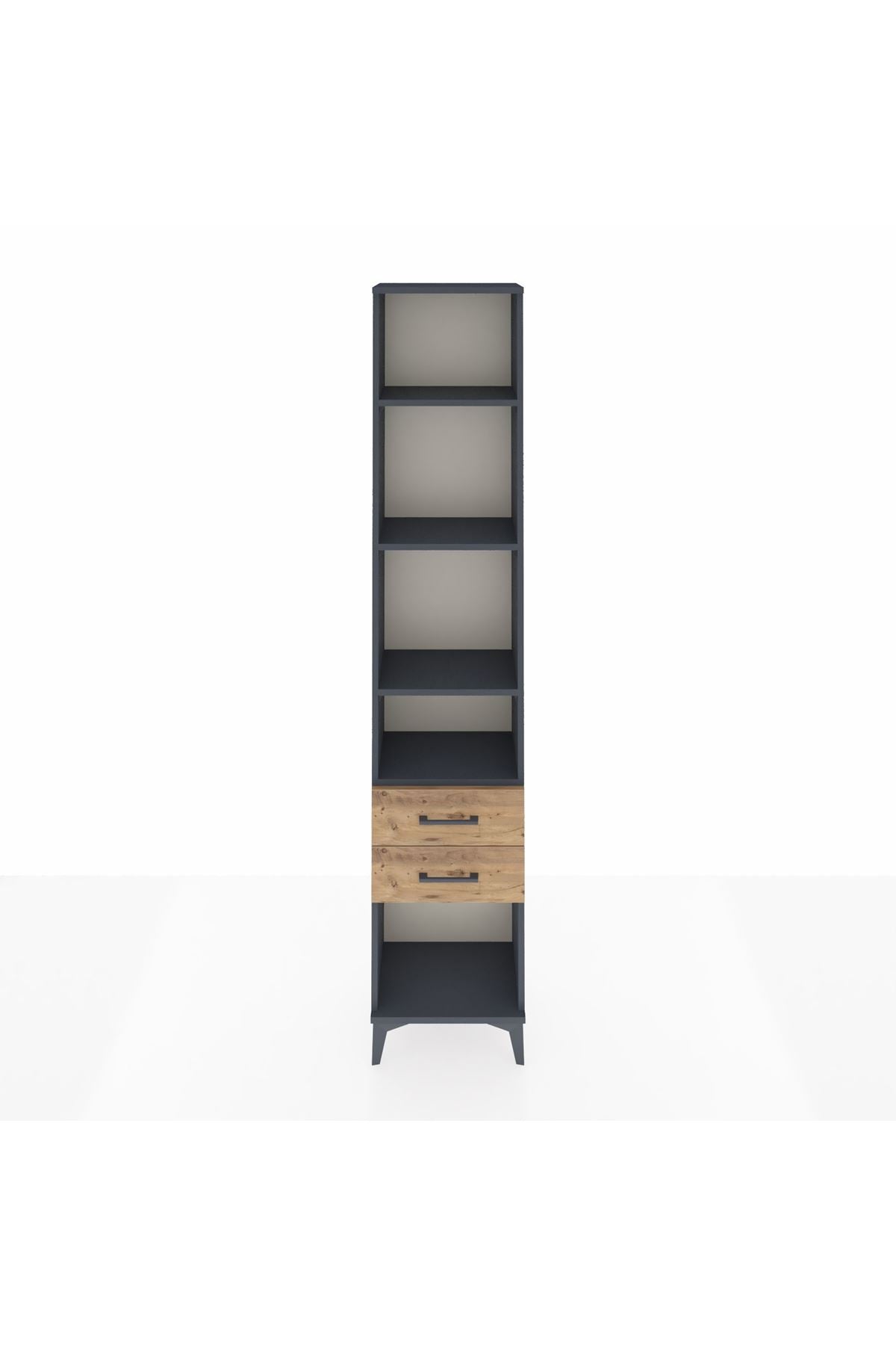 Arges Dolap 4 Raflı 2 Çekmeceli 44x30x221 Antrasit-Çam