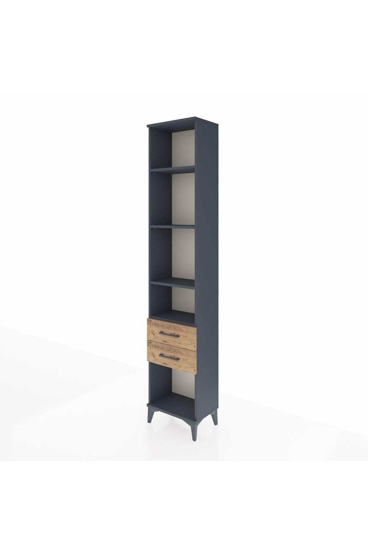 Arges Dolap 4 Raflı 2 Çekmeceli 44x30x221 Antrasit-Çam