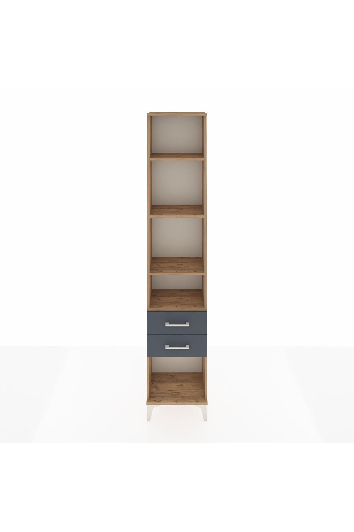 Arges Dolap 4 Raflı 2 Çekmeceli 44x30x221 Çam-Antrasit