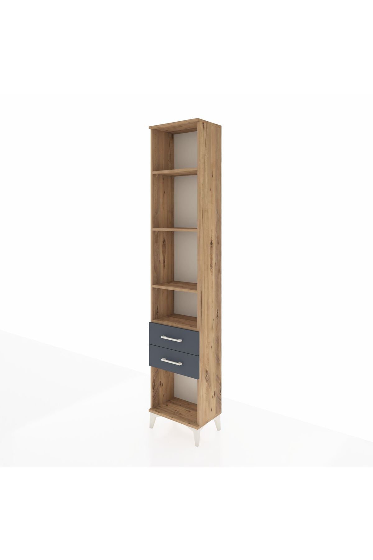 Arges Dolap 4 Raflı 2 Çekmeceli 44x30x221 Çam-Antrasit