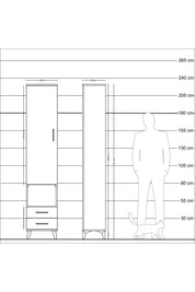 Arges Dolap 3 Raflı 2 Çekmeceli Tek Askılı 44x30x221 Aytaşı-Antrasit