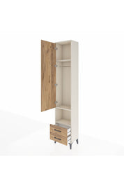 Arges Dolap 3 Raflı 2 Çekmeceli Tek Askılı 44x30x221 Aytaşı-Çam