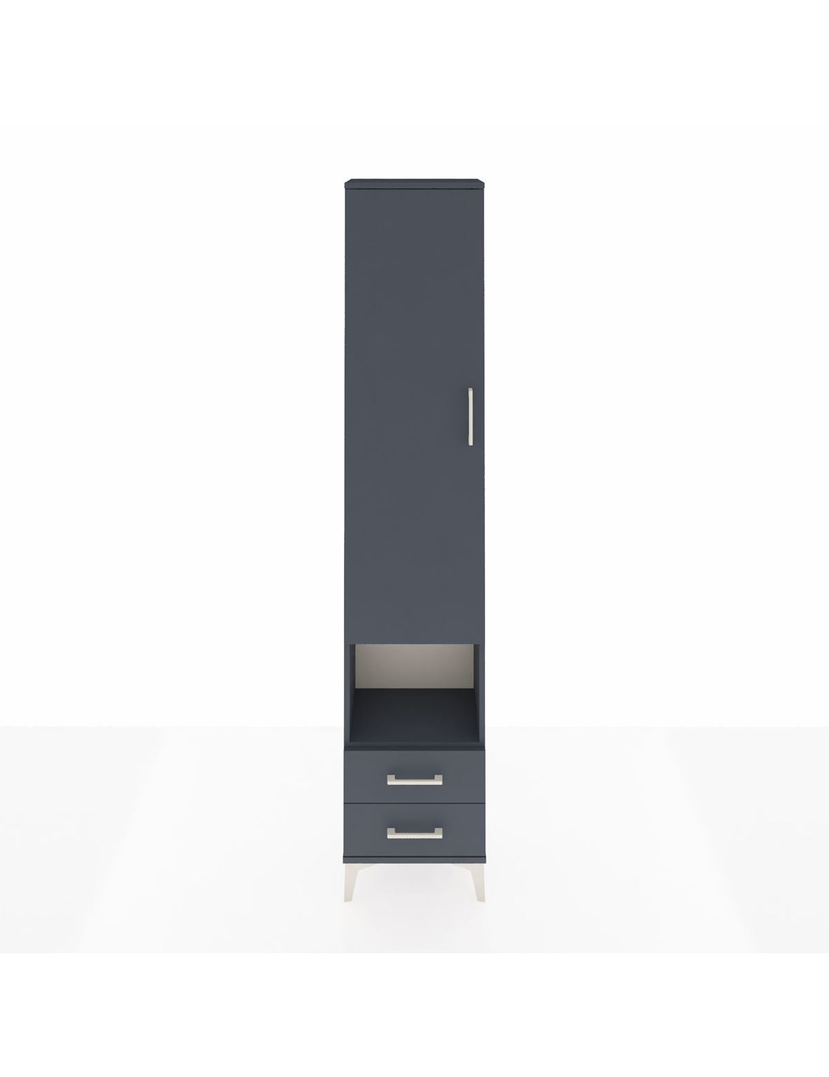 Arges Dolap 3 Raflı 2 Çekmeceli Tek Askılı 44x30x221 Antrasit-Antrasit