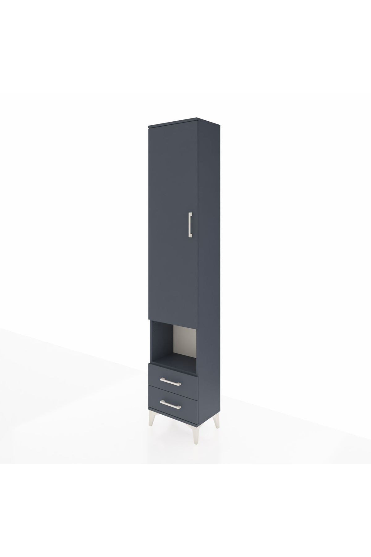 Arges Dolap 3 Raflı 2 Çekmeceli Tek Askılı 44x30x221 Antrasit-Antrasit