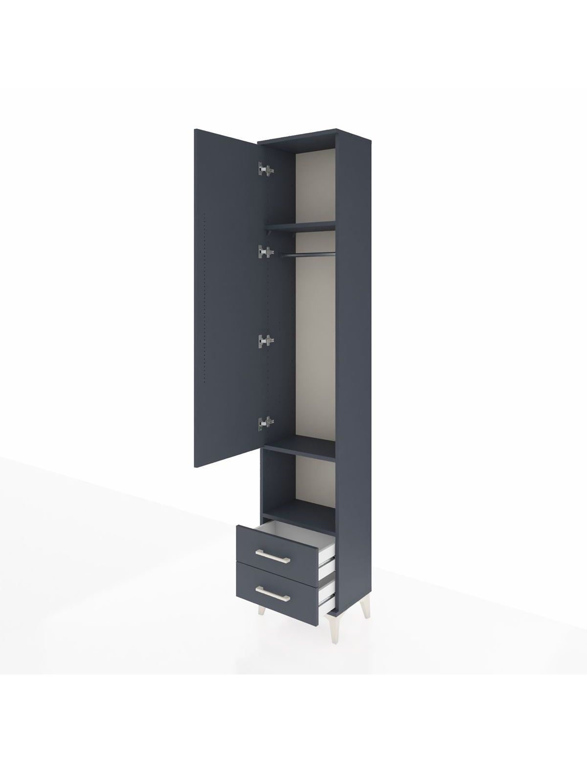 Arges Dolap 3 Raflı 2 Çekmeceli Tek Askılı 44x30x221 - S28M043V5A