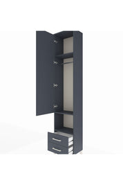 Arges Dolap 3 Raflı 2 Çekmeceli Tek Askılı 44x30x221 Antrasit-Antrasit