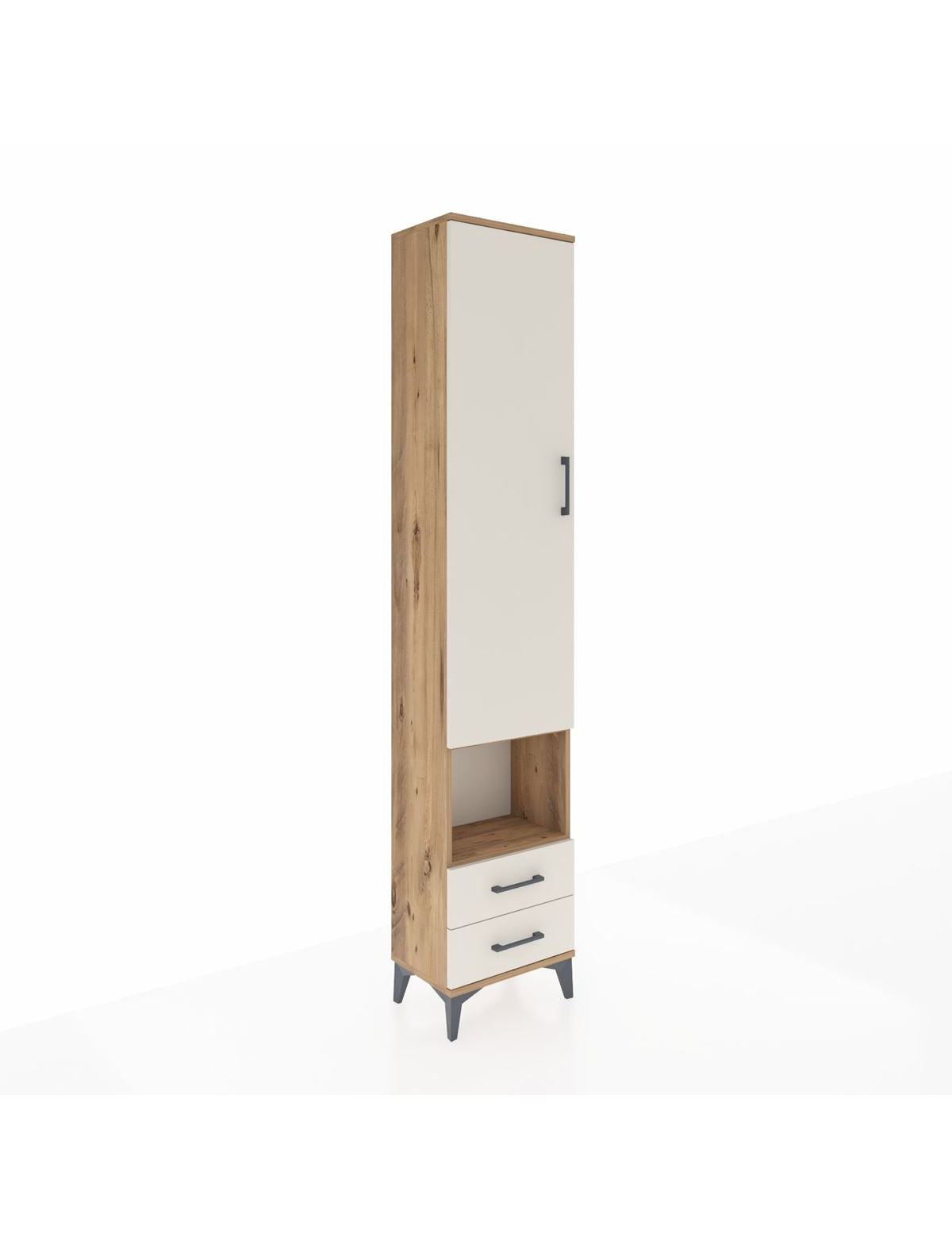 Arges Dolap 3 Raflı 2 Çekmeceli Tek Askılı 44x30x221 Çam-Aytaşı