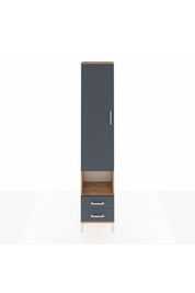 Arges Dolap 3 Raflı 2 Çekmeceli Tek Askılı 44x30x221 Çam-Antrasit