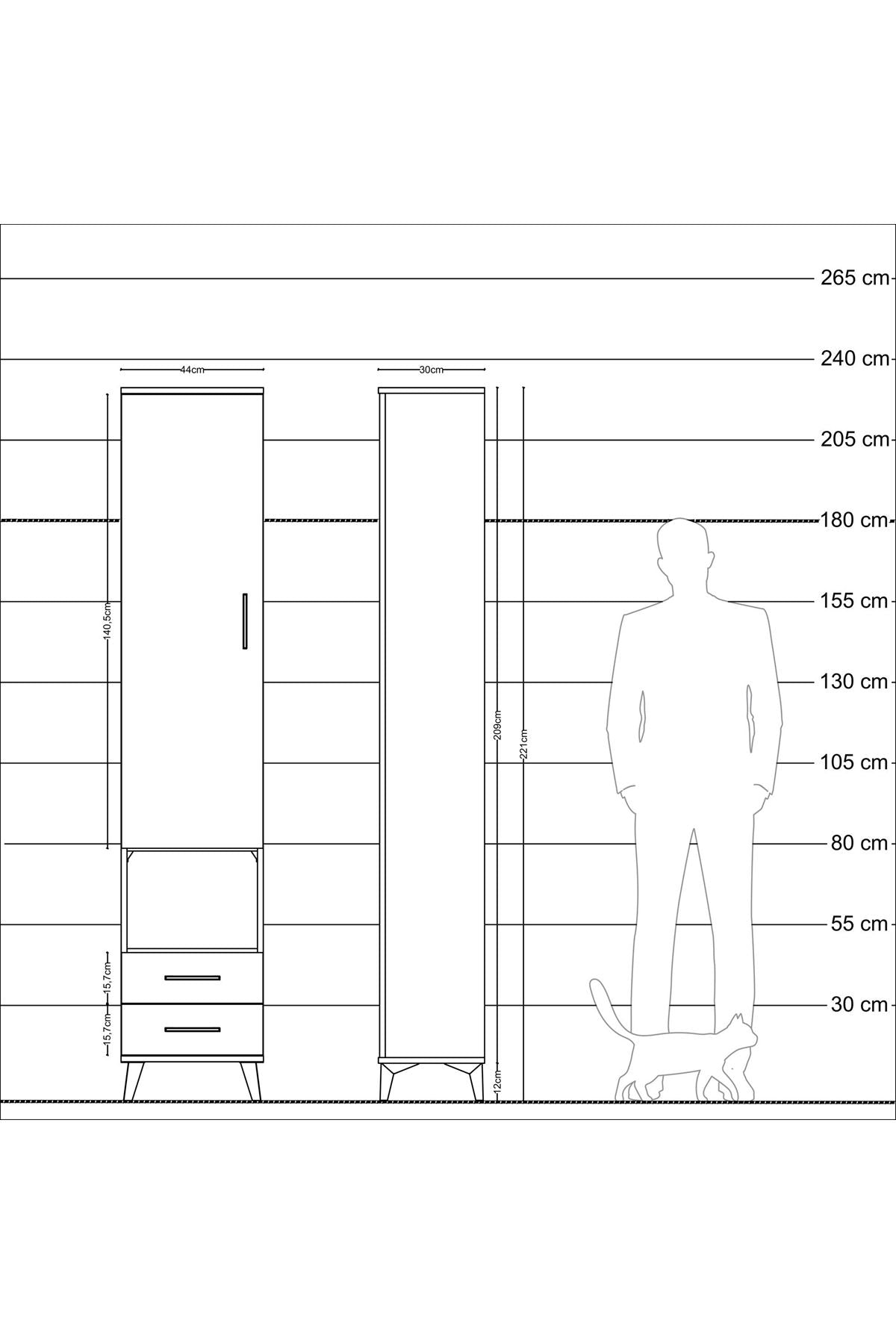 Arges Dolap 5 Raflı 2 Çekmeceli Tek Kapaklı 44x30x221 Aytaşı-Aytaşı