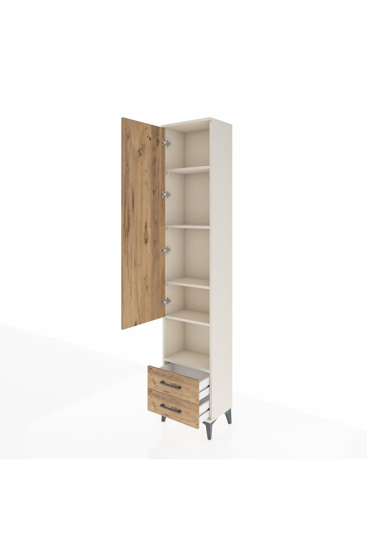 Arges Dolap 5 Raflı 2 Çekmeceli Tek Kapaklı 44x30x221 Aytaşı-Çam