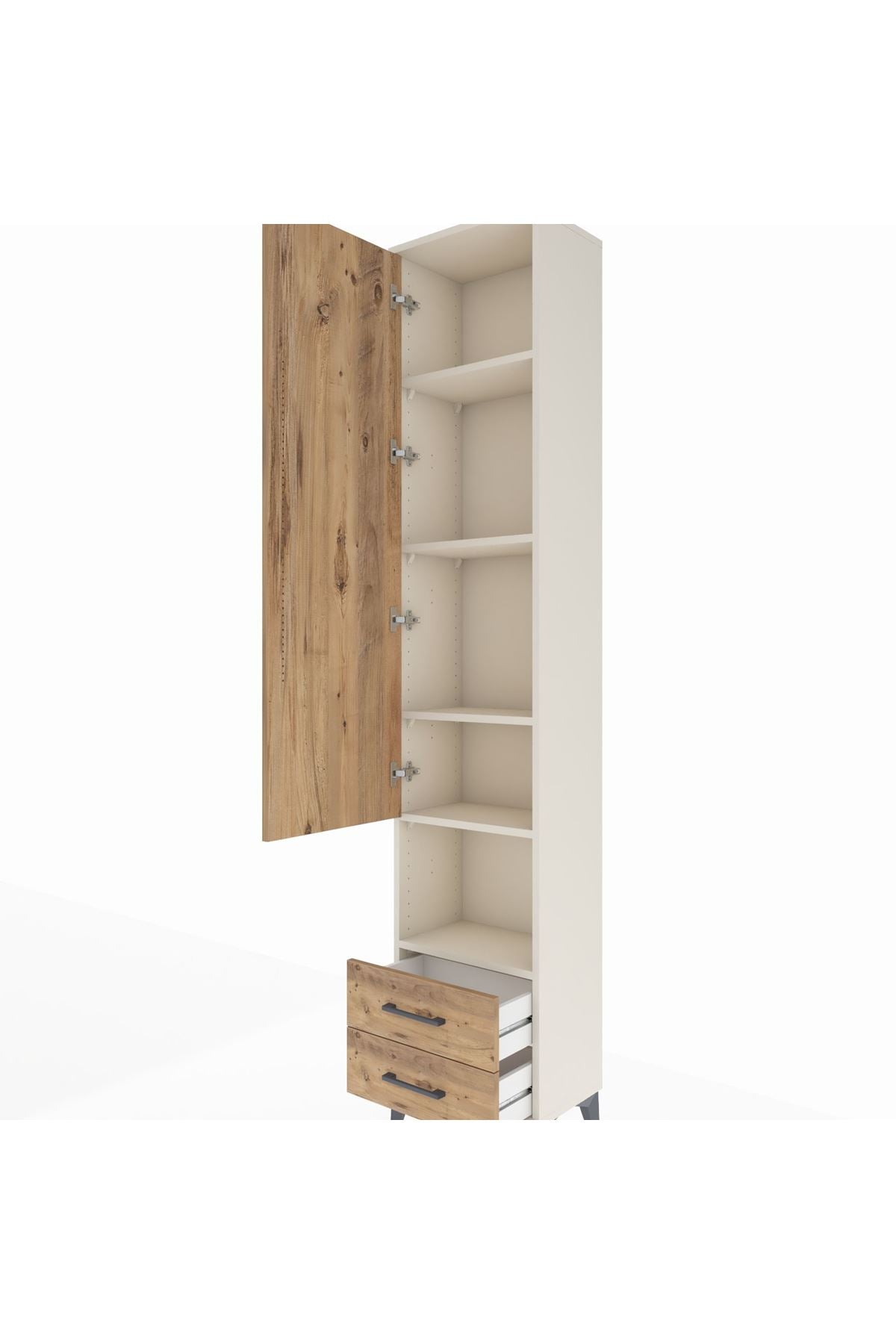 Arges Dolap 5 Raflı 2 Çekmeceli Tek Kapaklı 44x30x221 Aytaşı-Çam