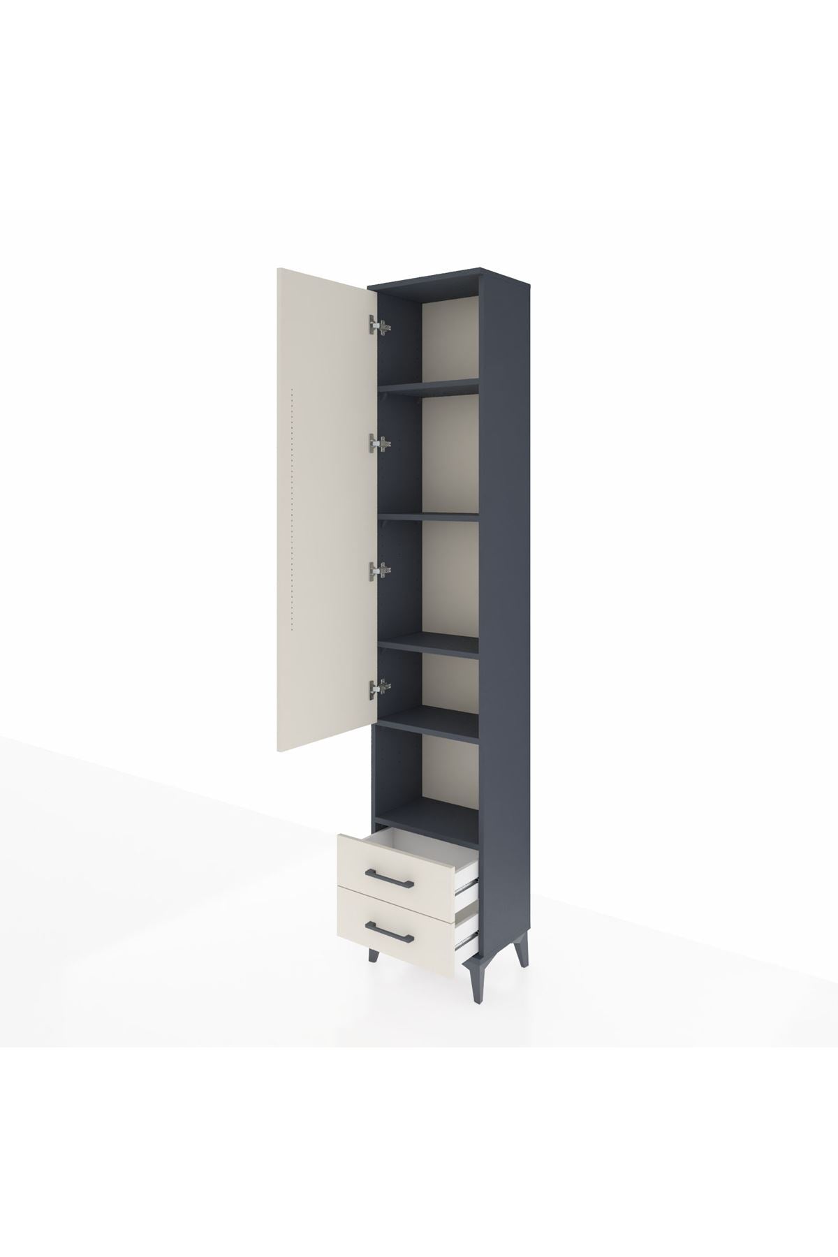 Arges Dolap 5 Raflı 2 Çekmeceli Tek Kapaklı 44x30x221 Antrasit-Aytaşı