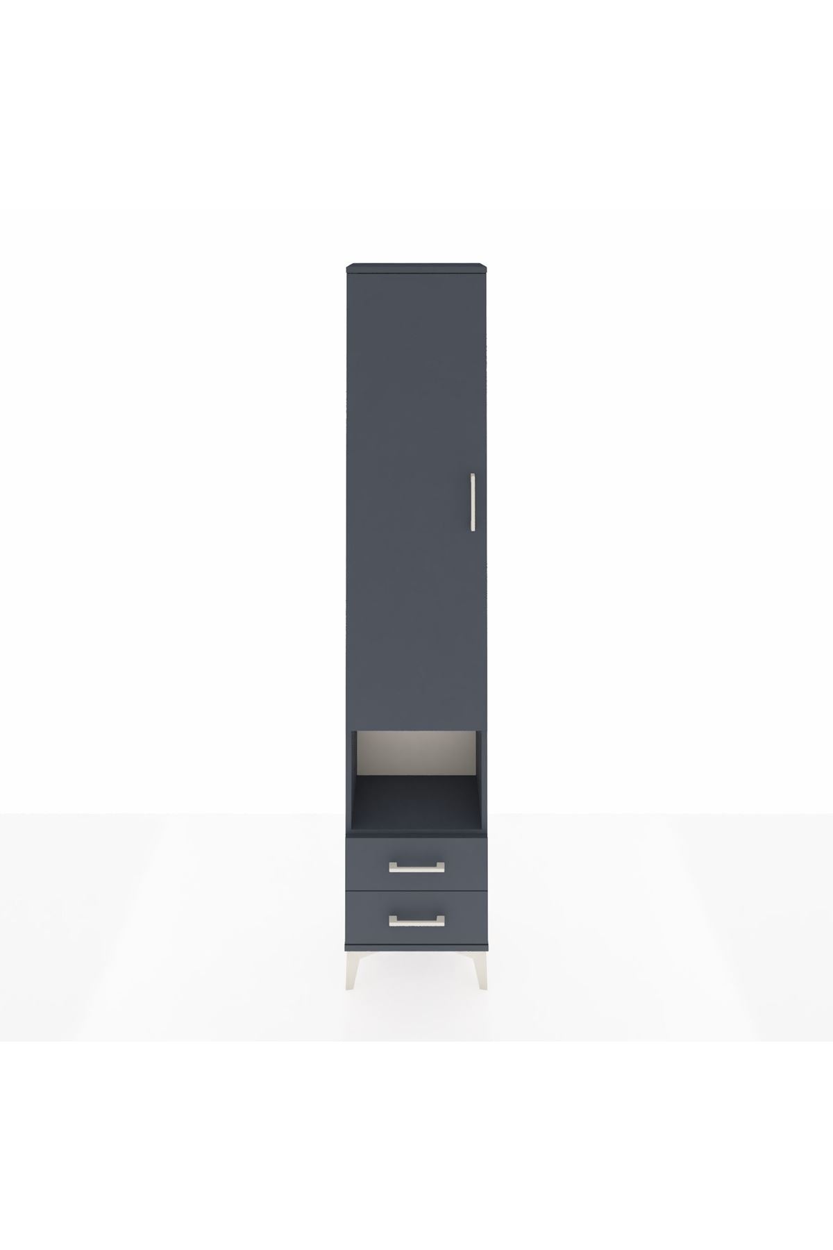 Arges Dolap 5 Raflı 2 Çekmeceli Tek Kapaklı 44x30x221 Antrasit-Antrasit