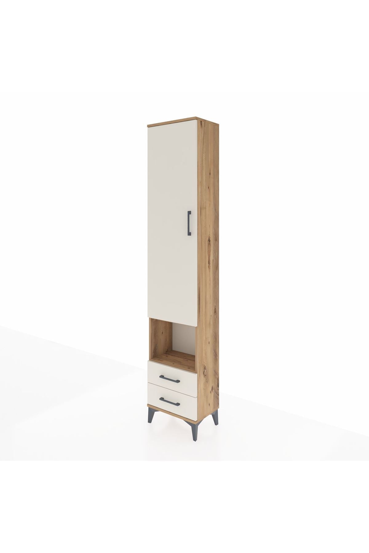 Arges Dolap 5 Raflı 2 Çekmeceli Tek Kapaklı 44x30x221 Çam-Aytaşı