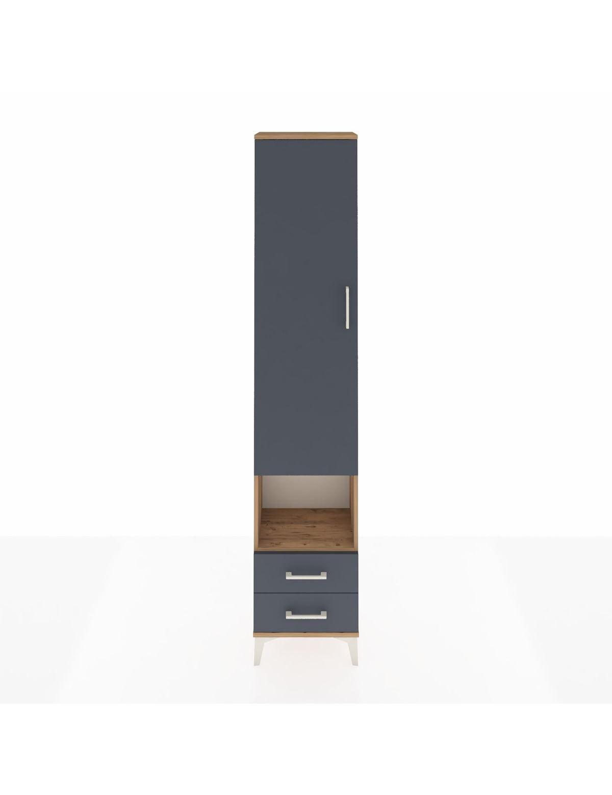 Arges Dolap 5 Raflı 2 Çekmeceli Tek Kapaklı 44x30x221 Çam-Antrasit