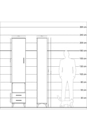 Arges Dolap 5 Raflı 2 Çekmeceli Tek Kapaklı 44x30x221 Çam-Antrasit