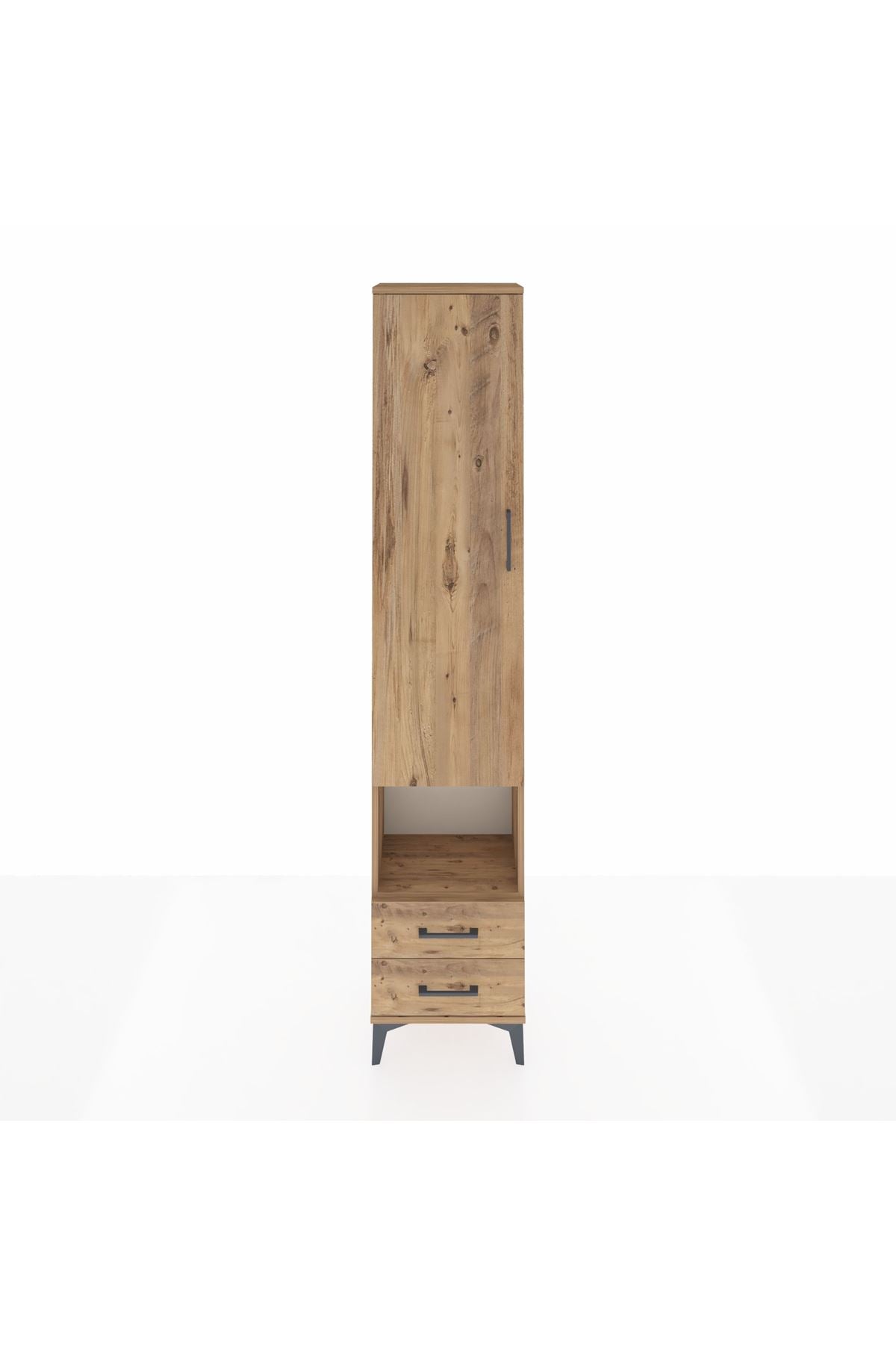 Arges Dolap 5 Raflı 2 Çekmeceli Tek Kapaklı 44x30x221 Çam-Çam