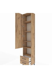 Arges Dolap 5 Raflı 2 Çekmeceli Tek Kapaklı 44x30x221 Çam-Çam