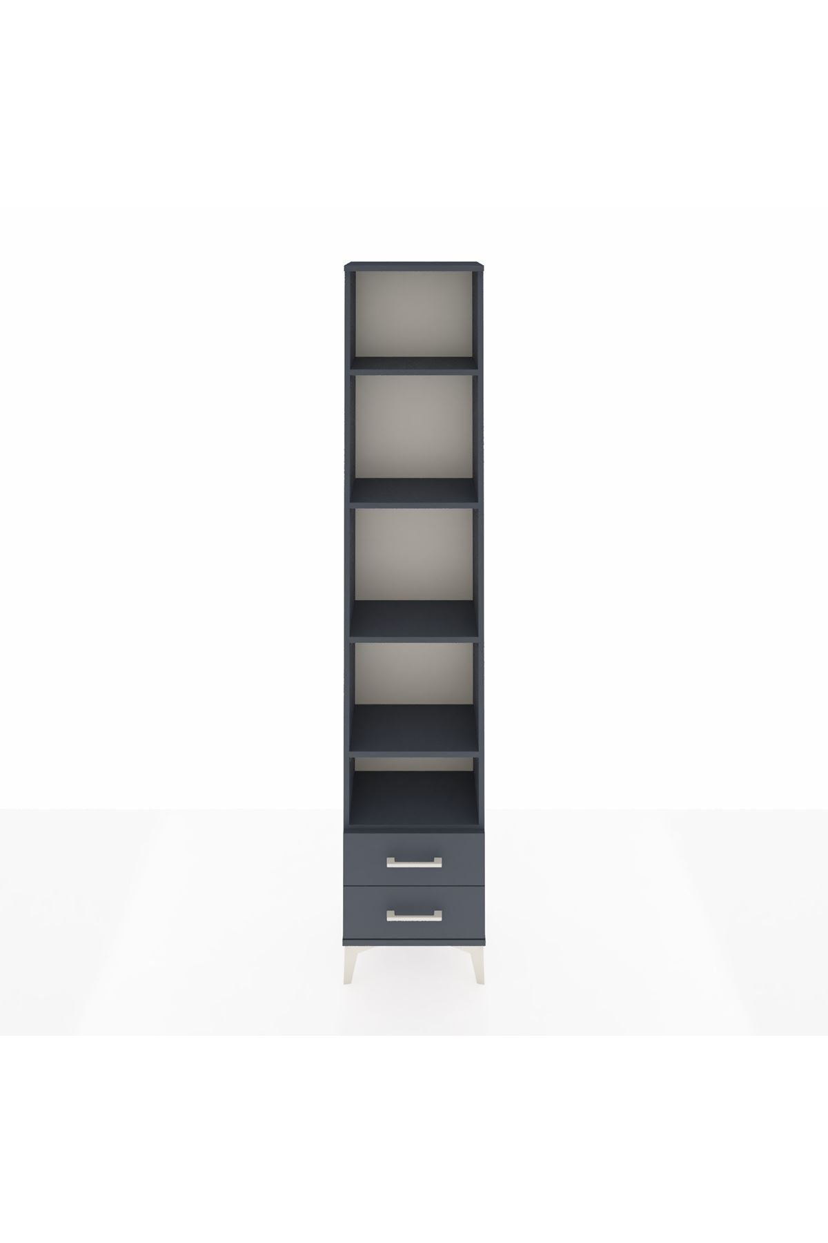 Arges Dolap 5 Raflı 2 Çekmeceli 44x30x221 Antrasit-Antrasit