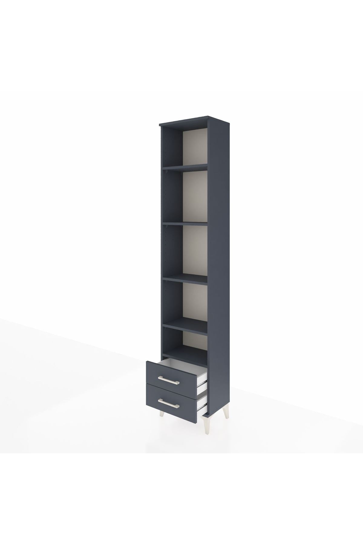 Arges Dolap 5 Raflı 2 Çekmeceli 44x30x221 Antrasit-Antrasit