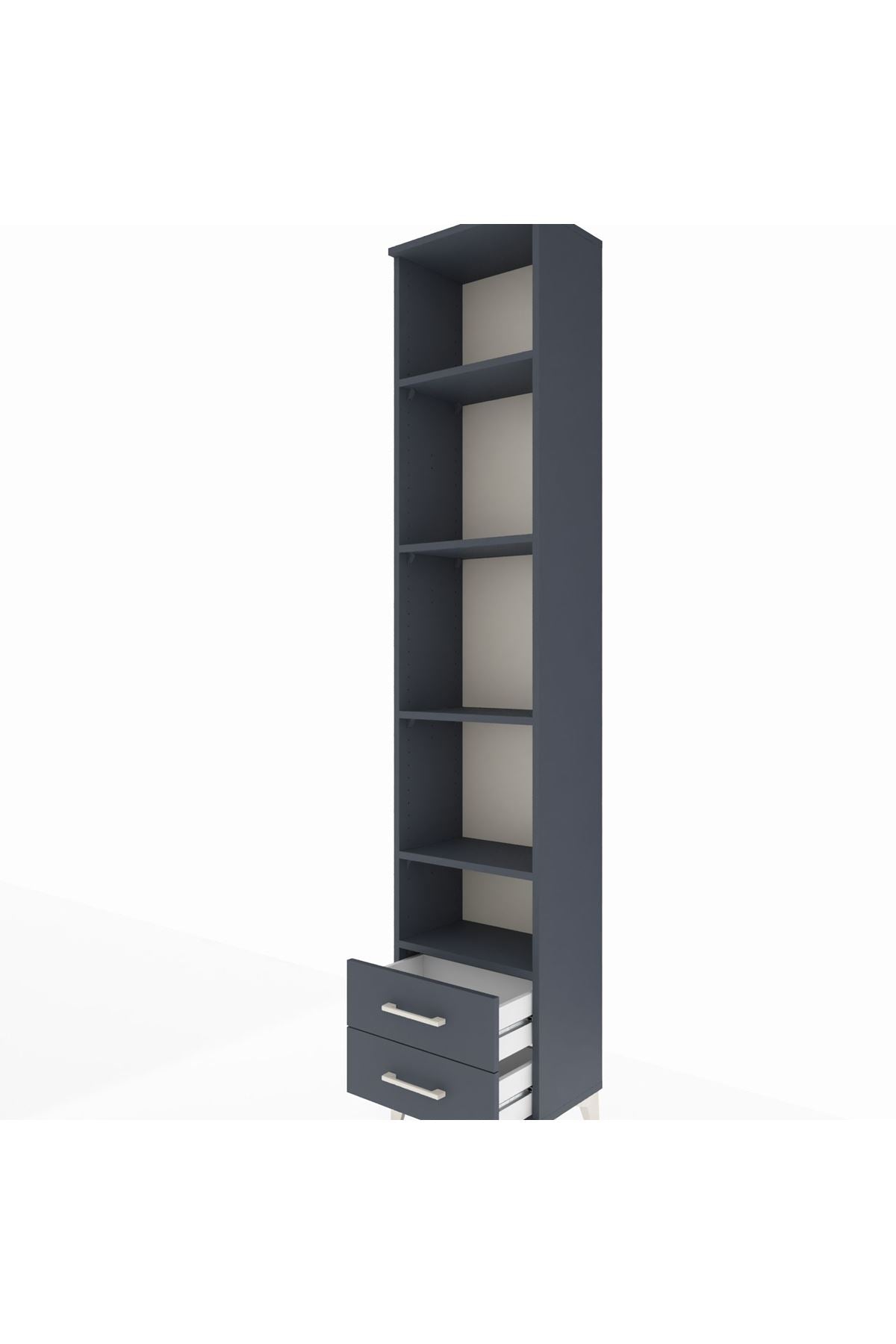 Arges Dolap 5 Raflı 2 Çekmeceli 44x30x221 Antrasit-Antrasit