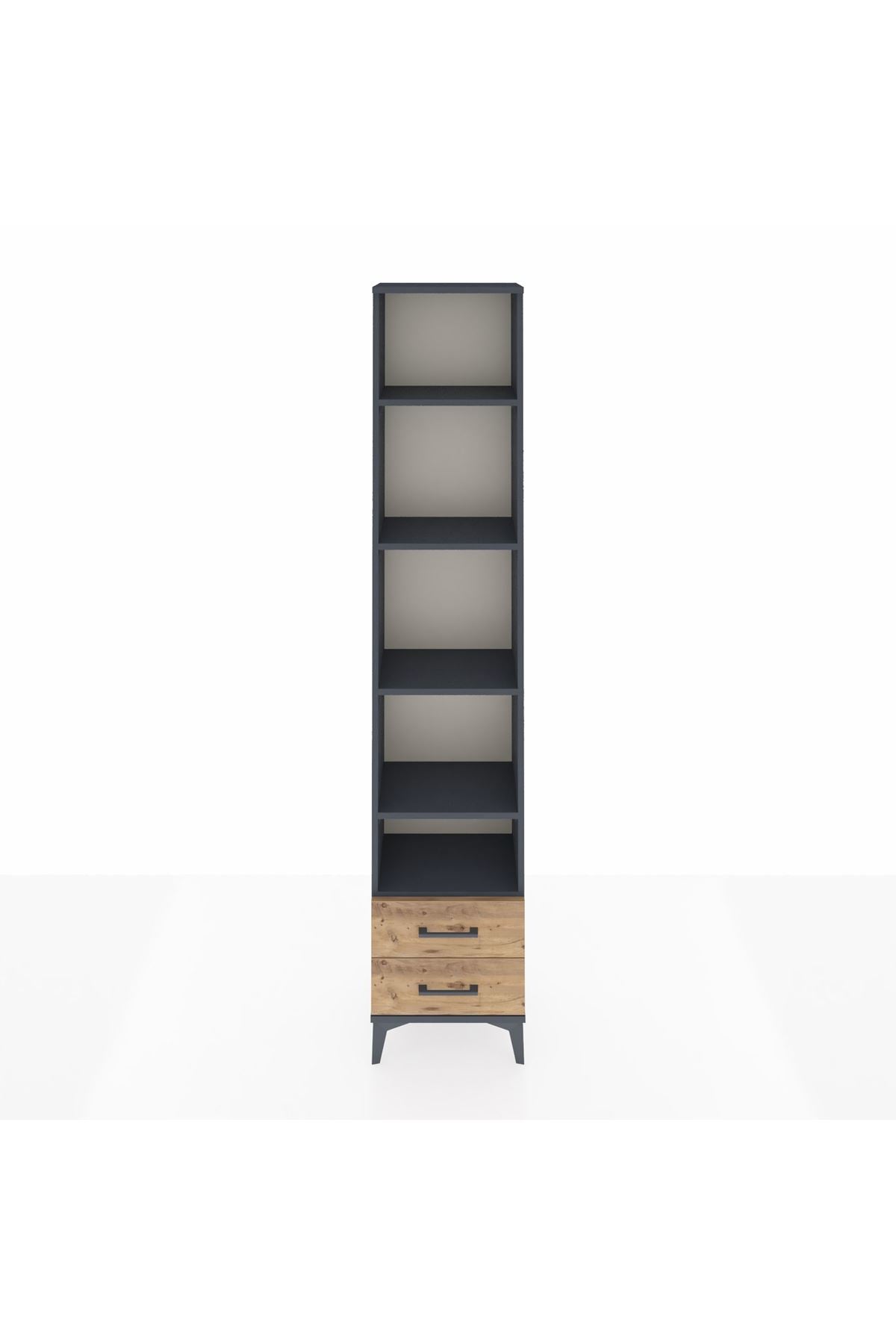 Arges Dolap 5 Raflı 2 Çekmeceli 44x30x221 Antrasit-Çam