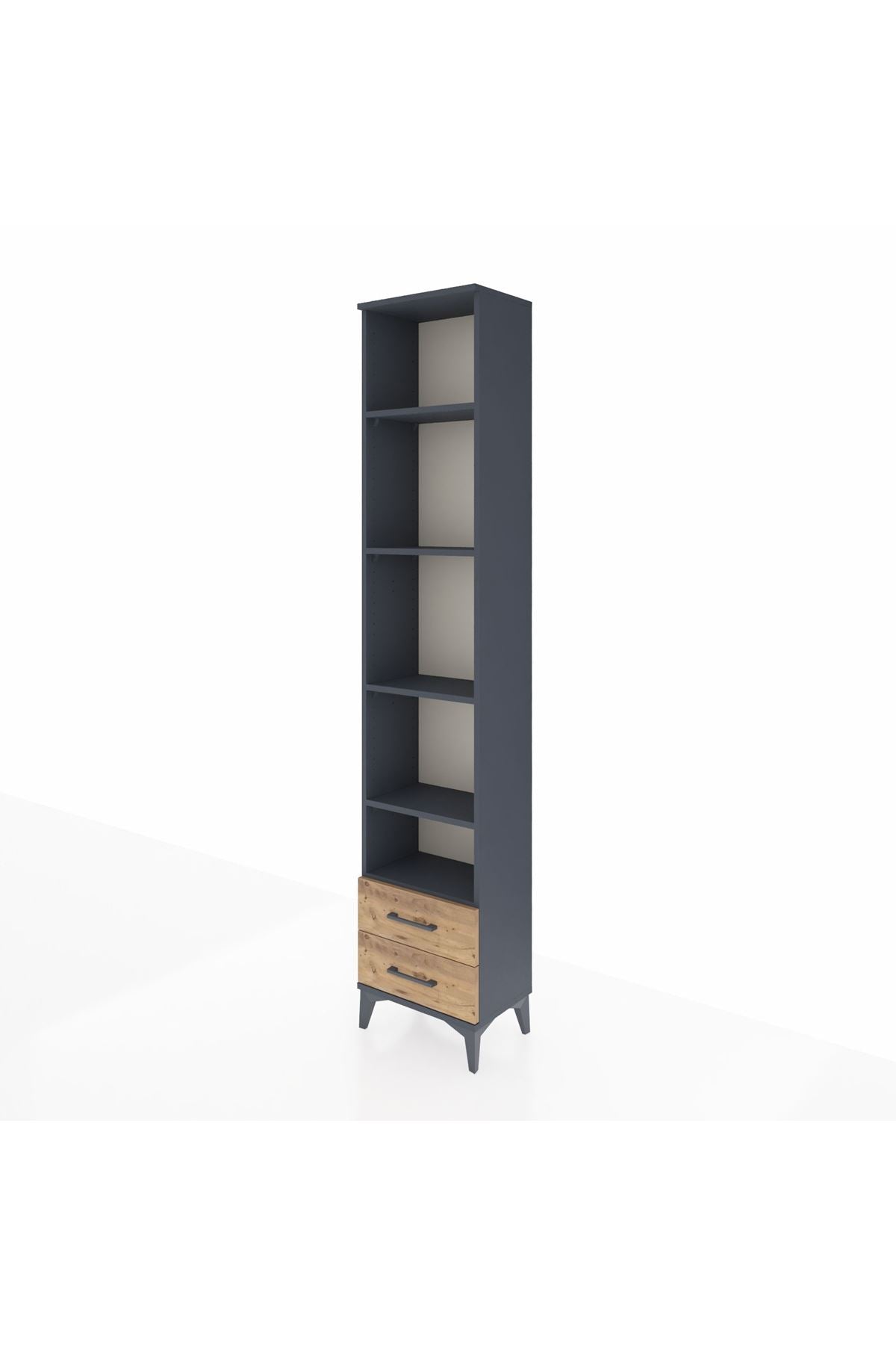 Arges Dolap 5 Raflı 2 Çekmeceli 44x30x221 Antrasit-Çam