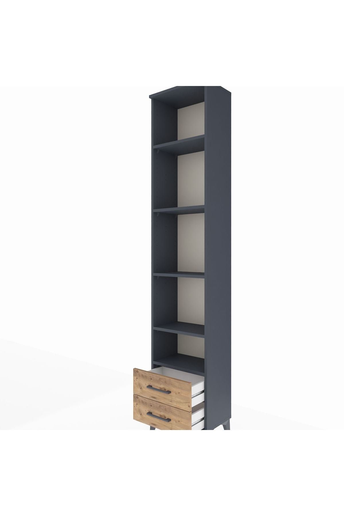 Arges Dolap 5 Raflı 2 Çekmeceli 44x30x221 Antrasit-Çam